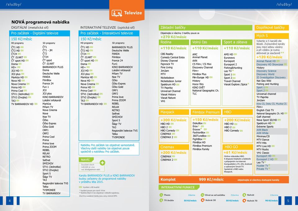 FilmBox France 24 Fun 1 JOJ JOJ plus KINO BARRANDOV Lokální infokanál Markíza Mňam TV Nova Cinema Nova Noe TV Óčko Óčko Expres Óčko Gold ORF1 ORF2 Prima Cool Prima Prima love Prima ZOOM REBEL RELAX