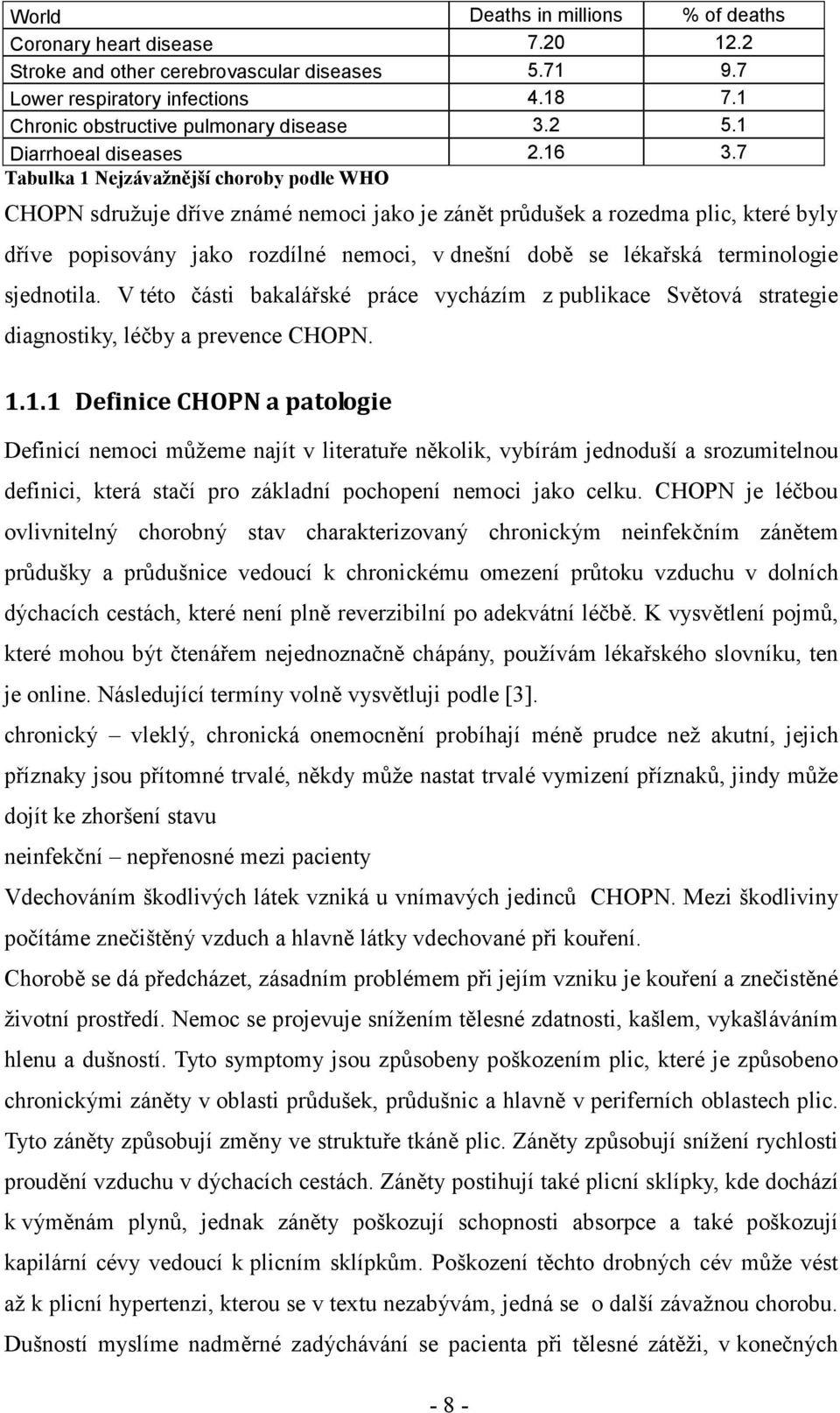 V této část bakalářské ráce vycházím z ublkace Světová stratege dagostky, léčby a revece CHOPN.
