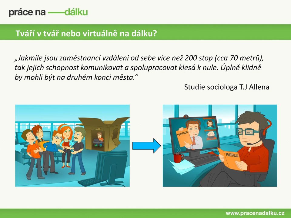 (cca 70 metrů), tak jejich schopnost komunikovat a