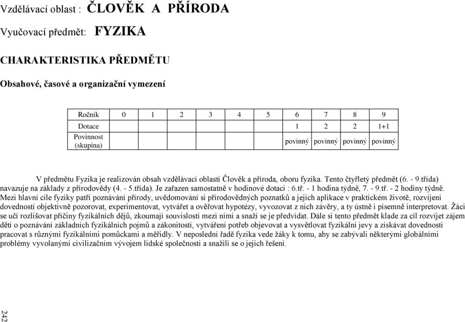 - 5.třída). Je zařazen samostatně v hodinové dotaci : 6.tř. - 1 hodina týdně, 7. - 9.tř. - 2 hodiny týdně.