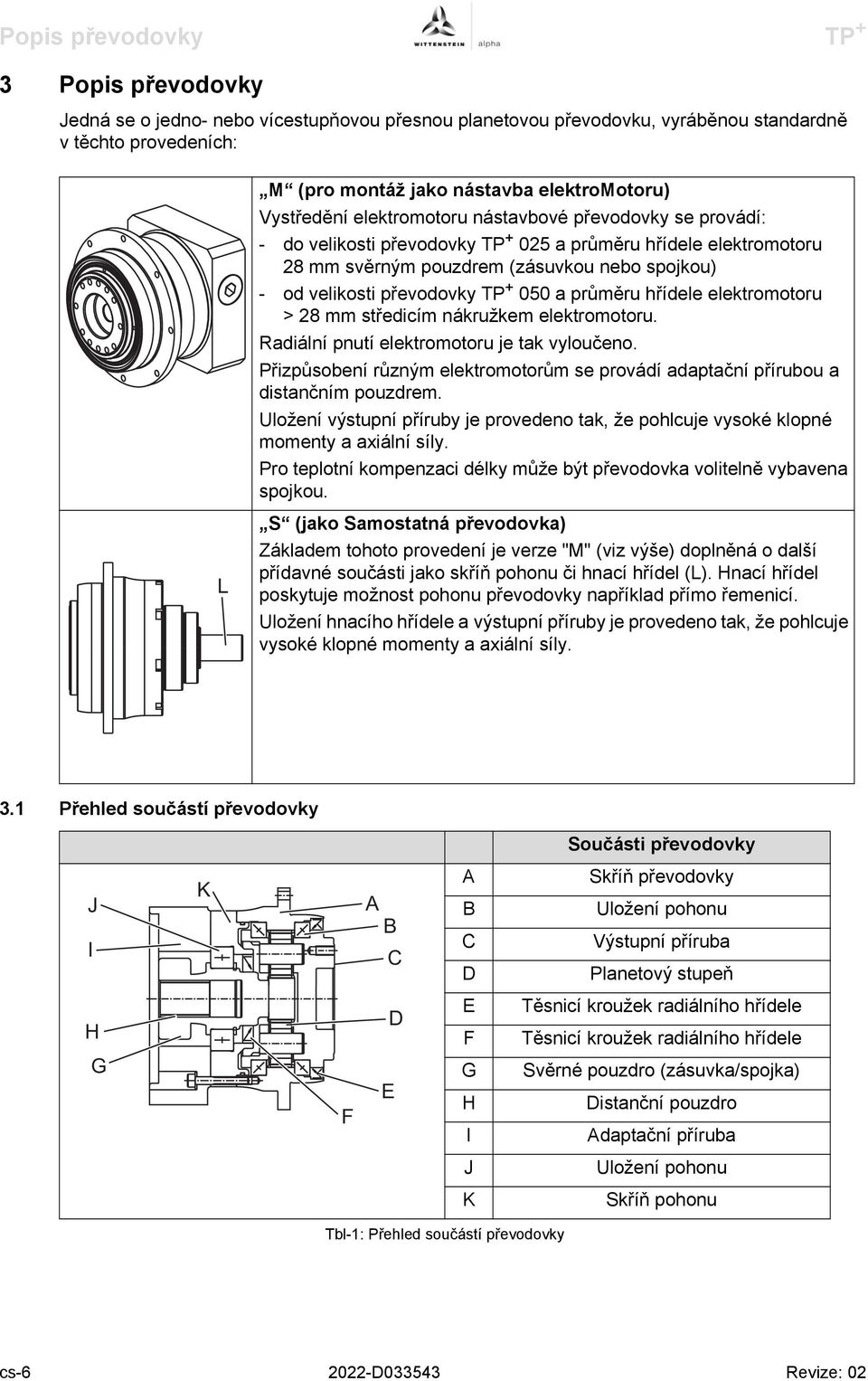 TP + 050 a průměru hřídele elektromotoru > 28 mm středicím nákružkem elektromotoru. Radiální pnutí elektromotoru je tak vyloučeno.