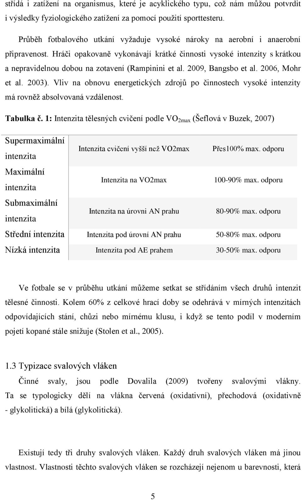 Hráči opakovaně vykonávají krátké činnosti vysoké intenzity s krátkou a nepravidelnou dobou na zotavení (Rampinini et al. 2009, Bangsbo et al. 2006, Mohr et al. 2003).