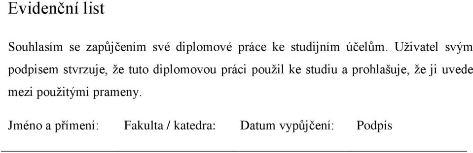 Uživatel svým podpisem stvrzuje, že tuto diplomovou práci použil