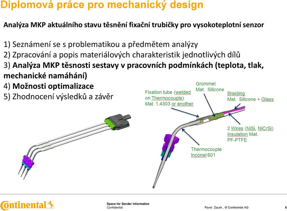 materiálových charakteristik jednotlivých dílů 3) Analýza MKP těsnosti sestavy v pracovních