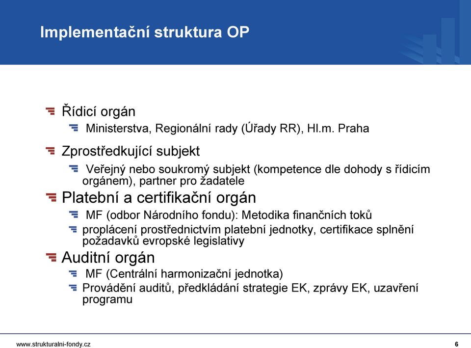 Národního fondu): Metodika finančních toků proplácení prostřednictvím platební jednotky, certifikace splnění poţadavků evropské