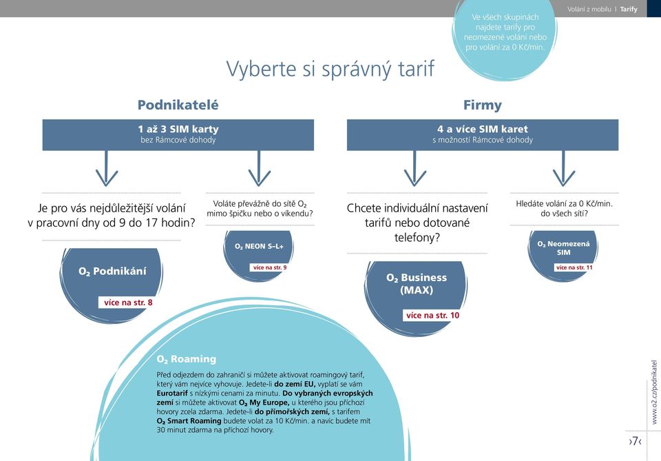 Voláte převážně do sítě O 2 mimo špičku nebo o víkendu? O 2 NEON S L+ Chcete individuální nastavení tarifů nebo dotované telefony? Hledáte volání za 0 Kč/min. do všech sítí?
