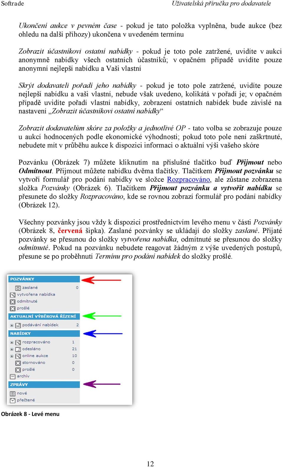 zatržené, uvidíte pouze nejlepší nabídku a vaši vlastní, nebude však uvedeno, kolikátá v pořadí je; v opačném případě uvidíte pořadí vlastní nabídky, zobrazení ostatních nabídek bude závislé na