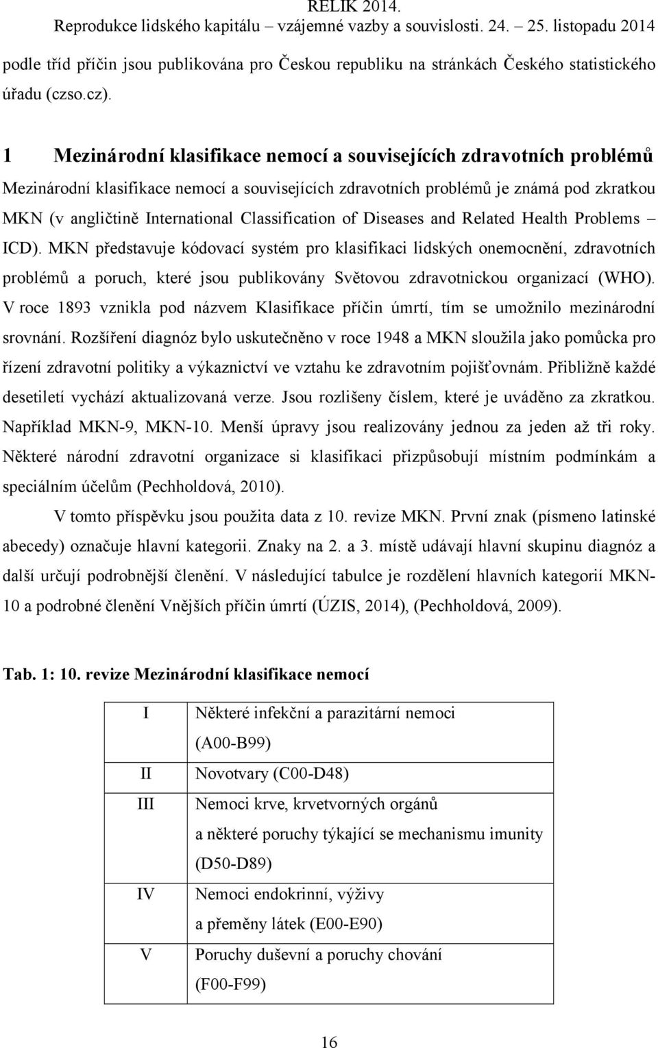 Classification of Diseases and Related Health Problems ICD).