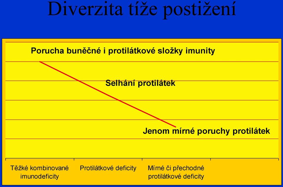 mírné poruchy protilátek Těžké kombinované