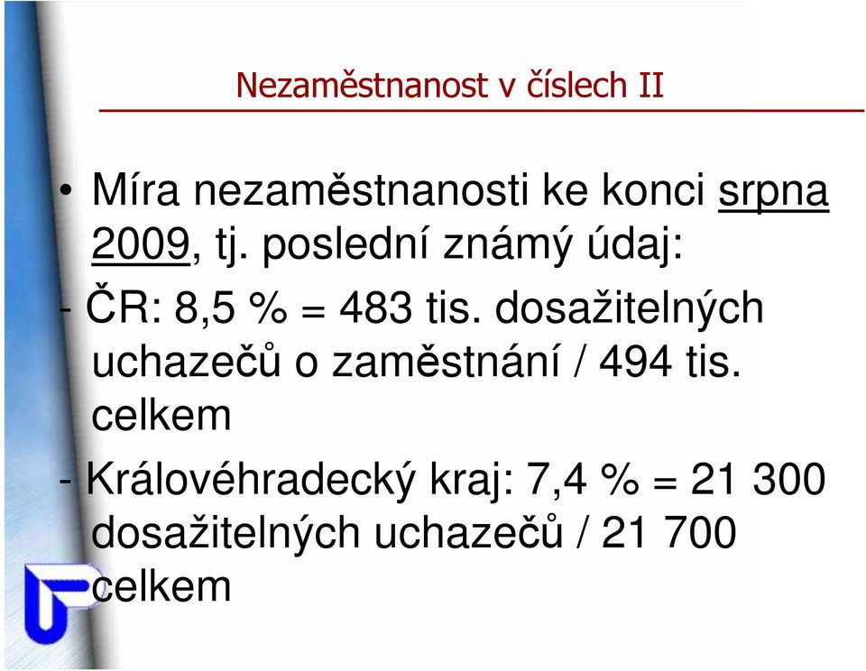 dosažitelných uchazečů o zaměstnání / 494 tis.