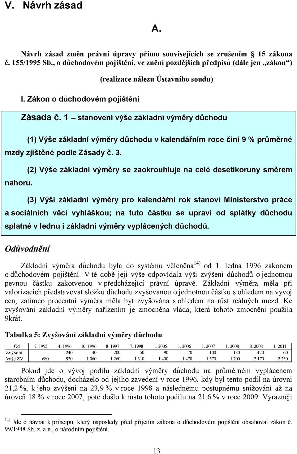 1 stanovení výše základní výměry důchodu (1) Výše základní výměry důchodu v kalendářním roce činí 9 % průměrné mzdy zjištěné podle Zásady č. 3. nahoru.