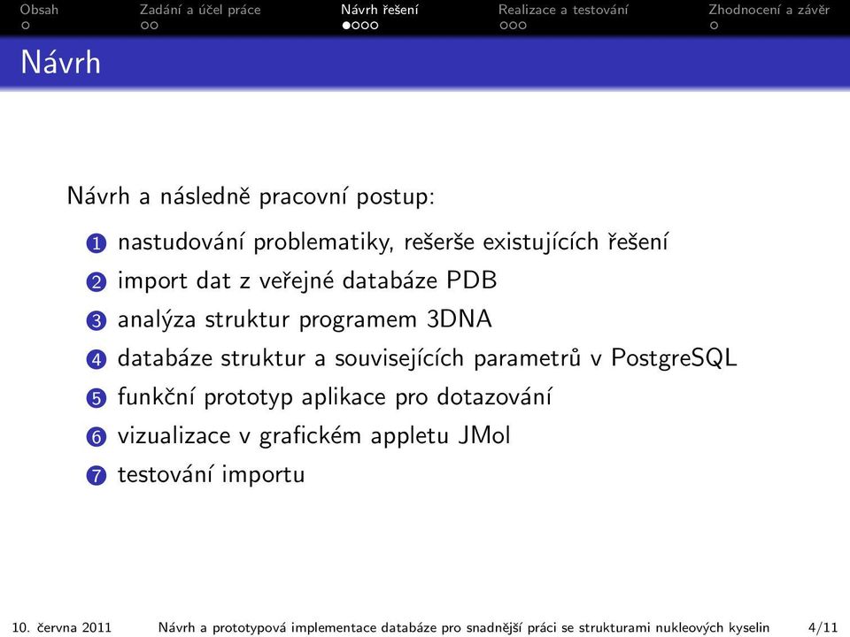 import dat z veřejné databáze PDB 3 analýza struktur programem 3DNA 4 databáze struktur a souvisejících