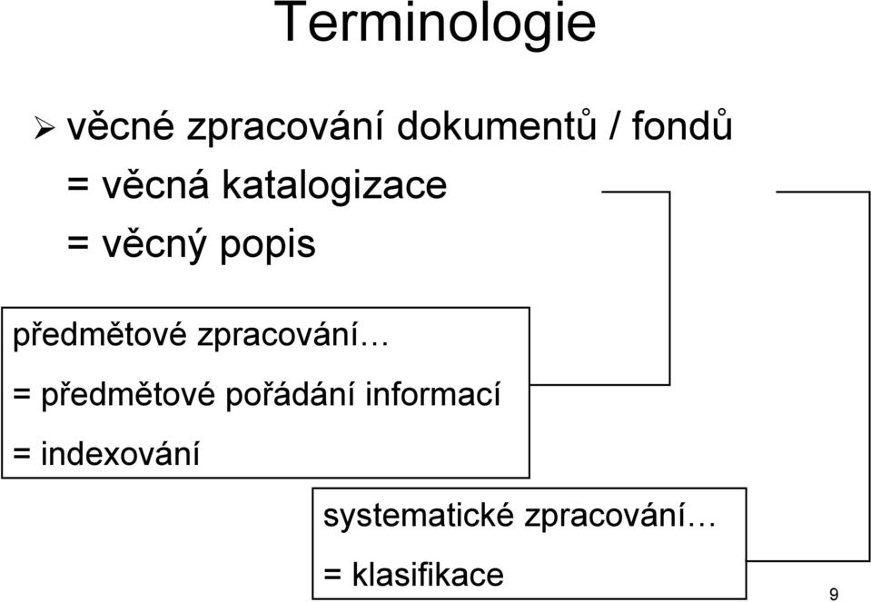 zpracování = předmětové pořádání informací =