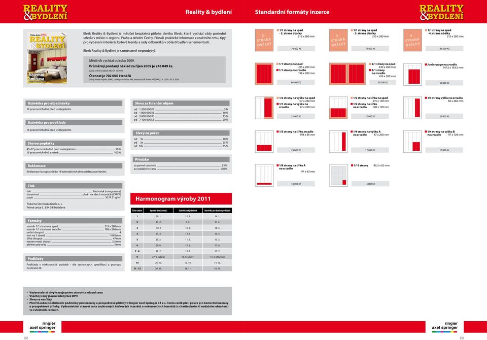 Přináší praktické informace z realitního trhu, tipy pro vybavení interiérů, bytové trendy a rady odborníků v oblasti bydlení a nemovitostí. Blesk Reality & Bydlení je samostatně neprodejný. 2.