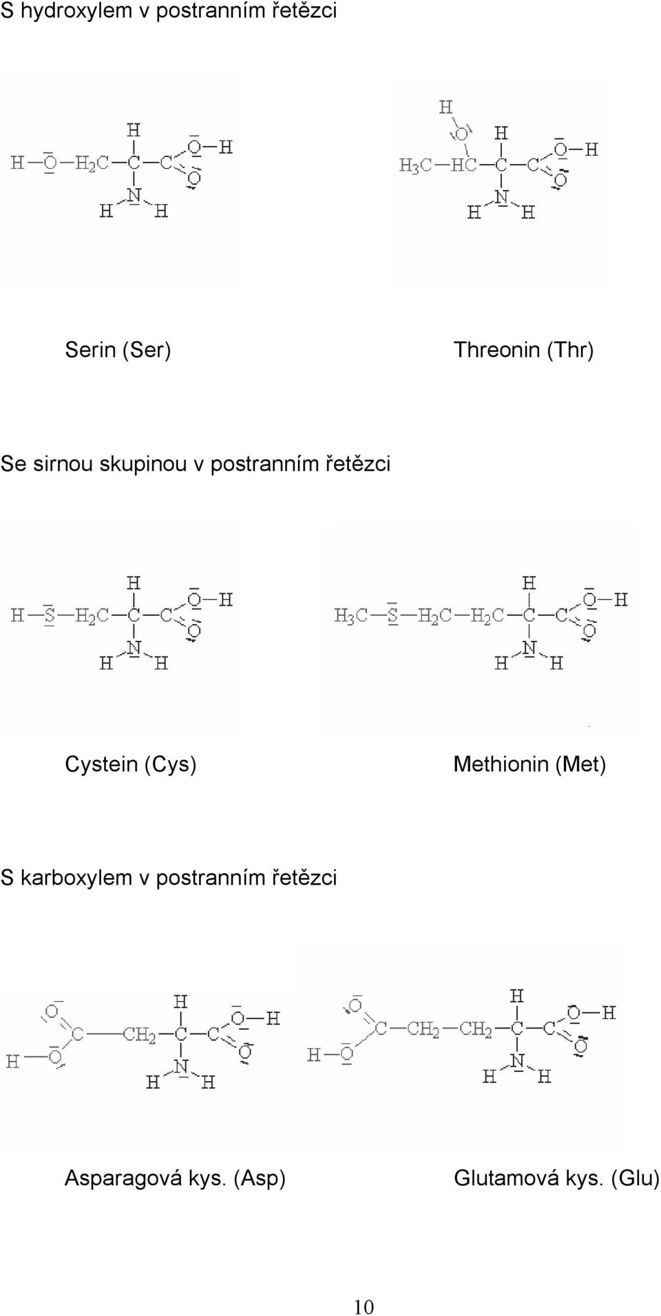 řetězci Cystein (Cys) Methionin (Met) S karboxylem v