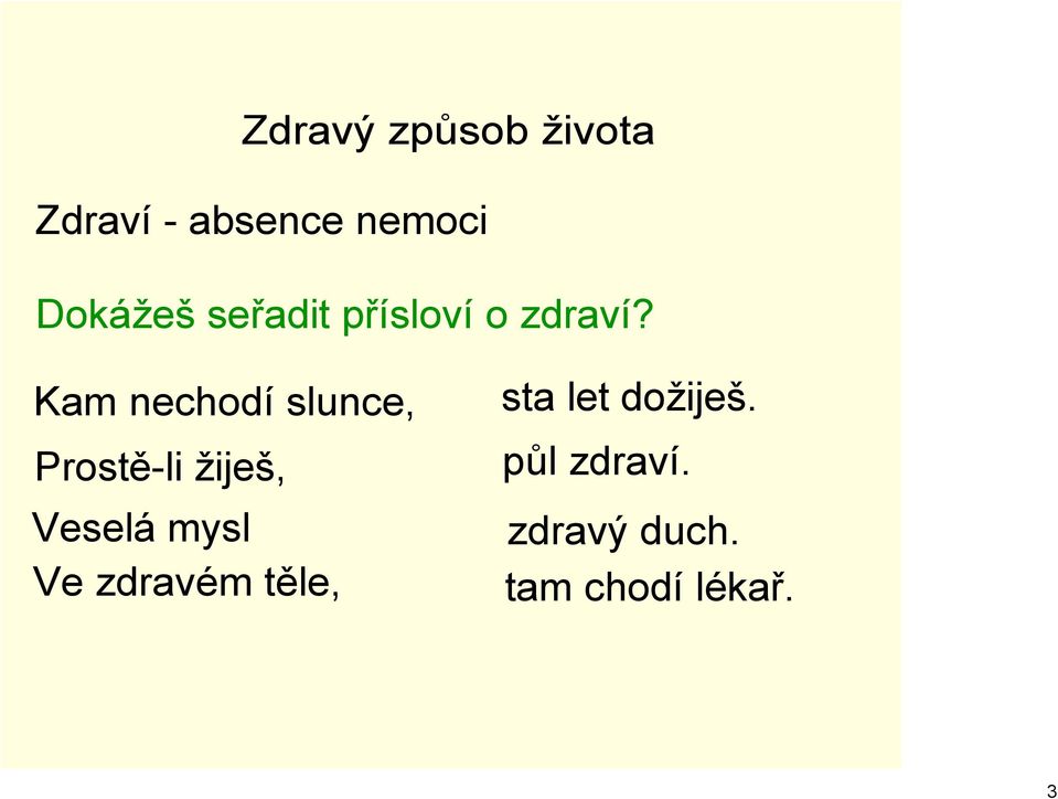 Kam nechodí slunce, Prostě li žiješ, Veselá mysl