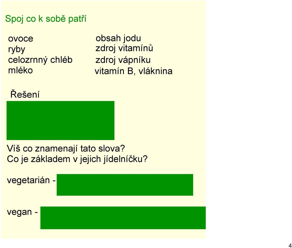 vláknina mléko zdroj vápníku Víš co znamenají tato slova? Co je základem v jejich jídelníčku?