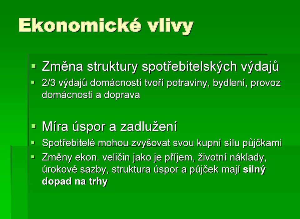 Spotřebitelé mohou zvyšovat svou kupní sílu půjčkami Změny ekon.