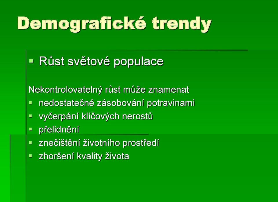 zásobování potravinami vyčerpání klíčových nerostů