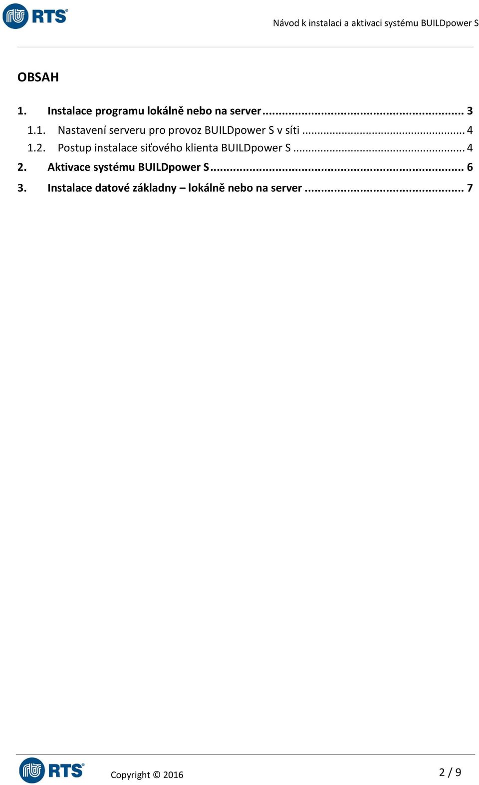 Uživatelský manuál k instalaci a aktivaci systému BUILDpower S - PDF  Stažení zdarma