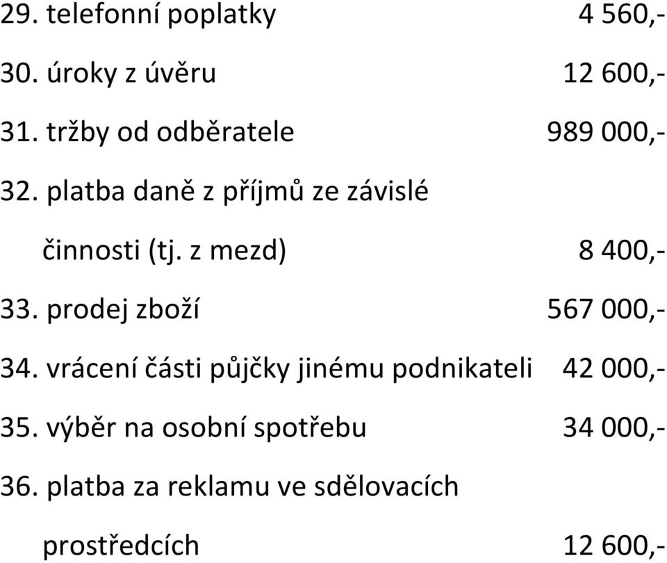 z mezd) 8 400,- 33. prodej zboží 567 000,- 34.