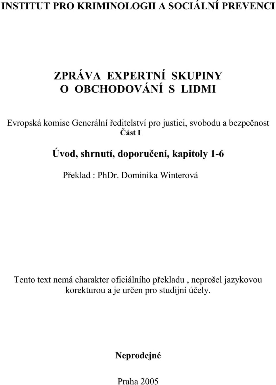 doporučení, kapitoly 1-6 Překlad : PhDr.