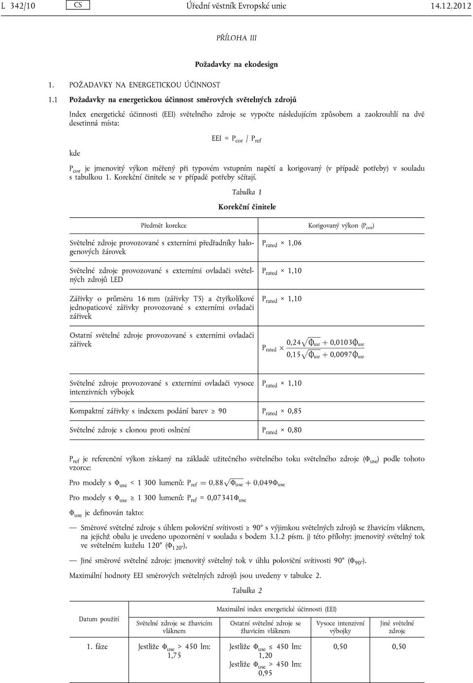 cor / P ref P cor je jmenovitý výkon měřený při typovém vstupním napětí a korigovaný (v případě potřeby) v souladu s tabulkou 1. Korekční činitele se v případě potřeby sčítají.