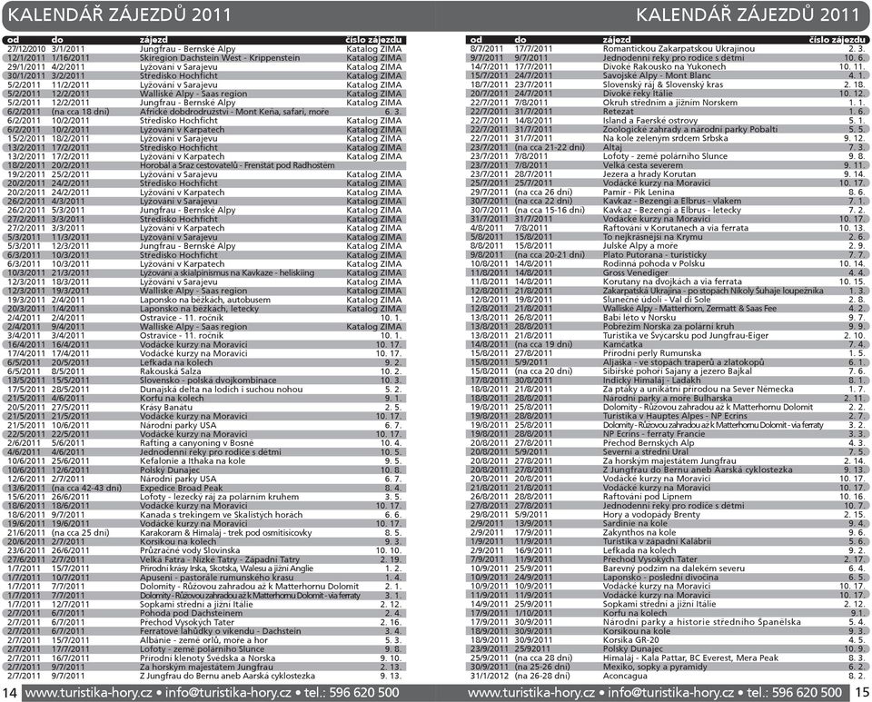 Saas region Katalog ZIMA 5/2/2011 12/2/2011 Jungfrau - Bernské Alpy Katalog ZIMA 6/2/2011 (na cca 18 dní) Africké dobdrodružství - Mont Keňa, safari, moře 6. 3.