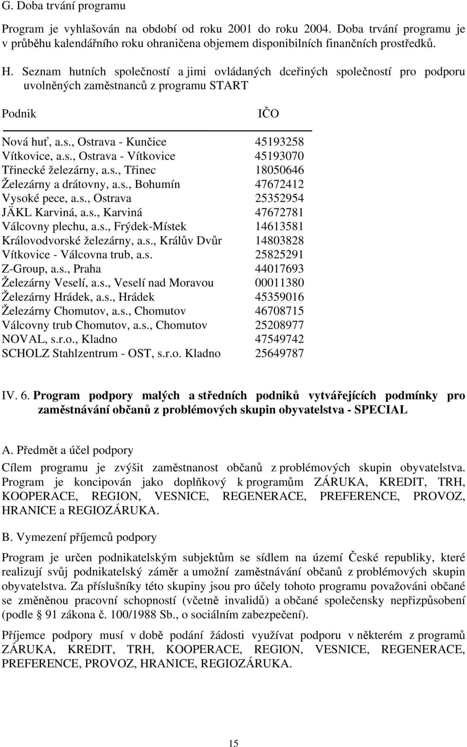 s., Třinec 18050646 Železárny a drátovny, a.s., Bohumín 47672412 Vysoké pece, a.s., Ostrava 25352954 JÄKL Karviná, a.s., Karviná 47672781 Válcovny plechu, a.s., Frýdek-Místek 14613581 Královodvorské železárny, a.