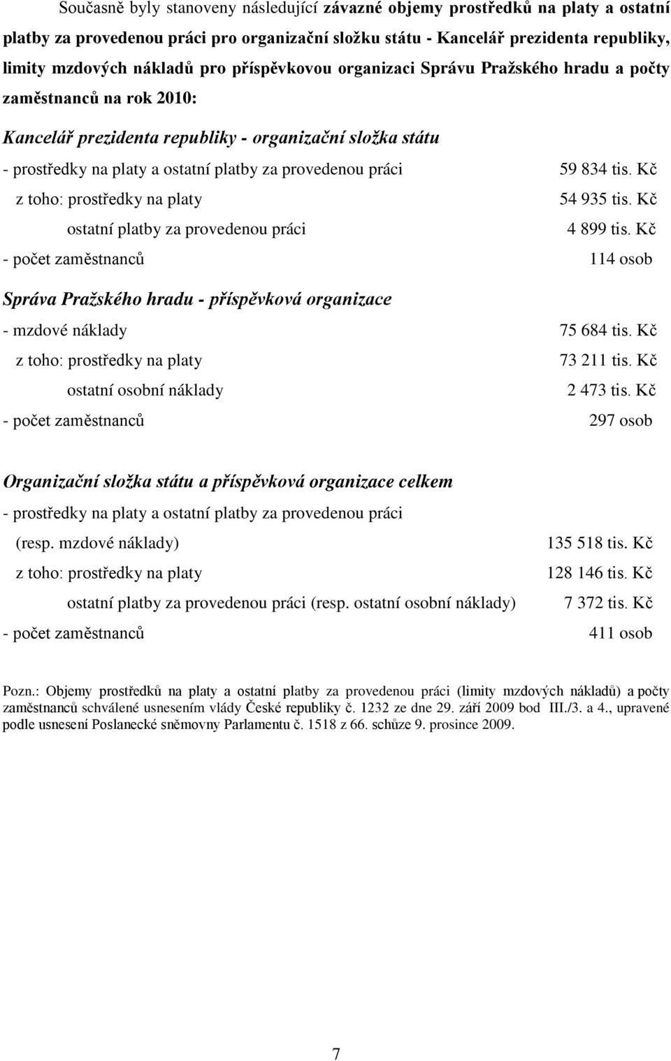 834 tis. Kč z toho: prostředky na platy 54 935 tis. Kč ostatní platby za provedenou práci 4 899 tis.