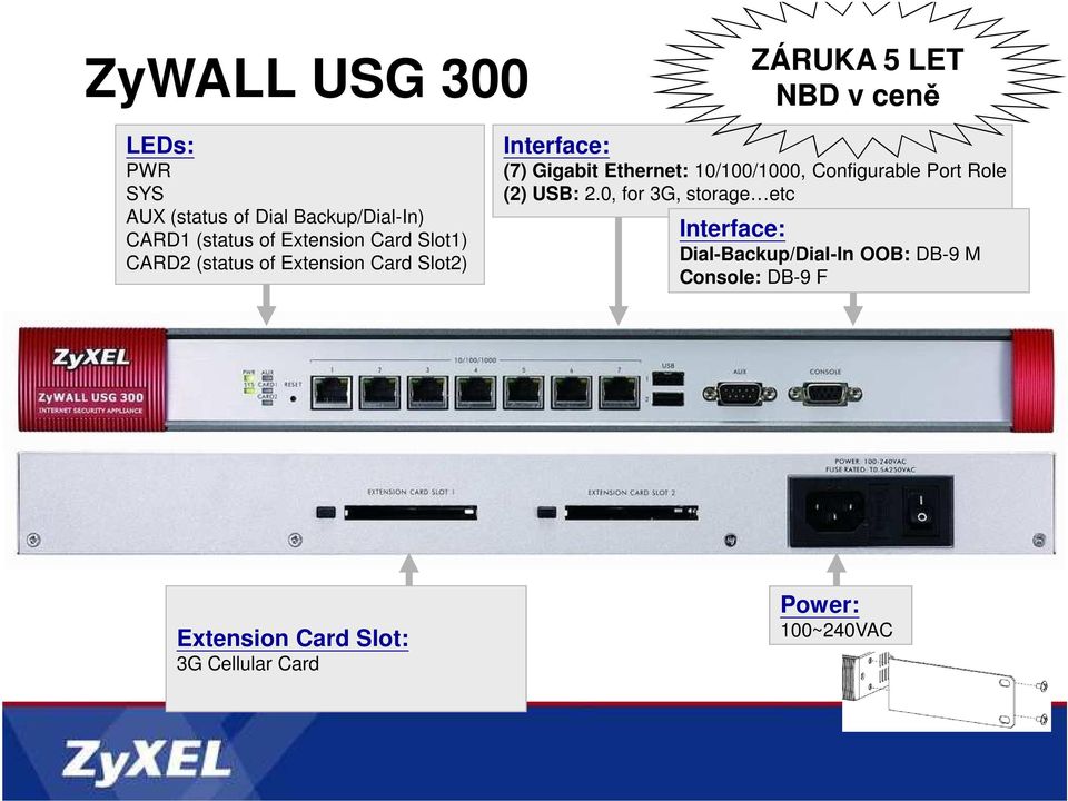 Ethernet: 10/100/1000, Configurable Port Role (2) USB: 2.