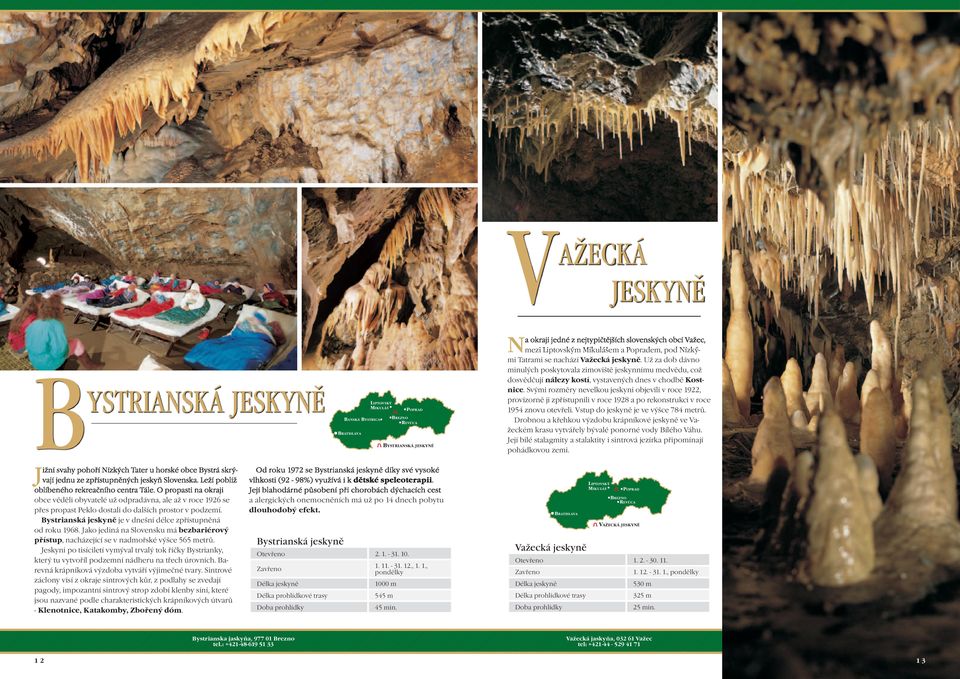 Bystrianská jeskyně je v dnešní délce zpřístupněná od roku 1968. Jako jediná na Slovensku má bezbariérový přístup, nacházející se v nadmořské výšce 565 metrů.