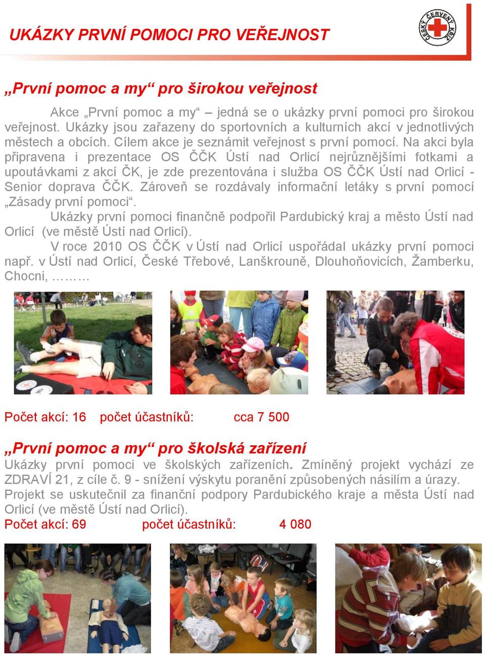 Na akci byla připravena i prezentace OS ČČK Ústí nad Orlicí nejrůznějšími fotkami a upoutávkami z akcí ČK, je zde prezentována i sluţba OS ČČK Ústí nad Orlicí - Senior doprava ČČK.
