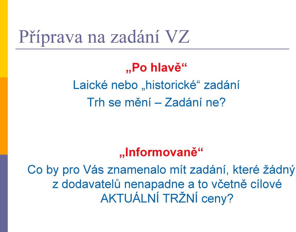 Informovaně Co by pro Vás znamenalo mít zadání,