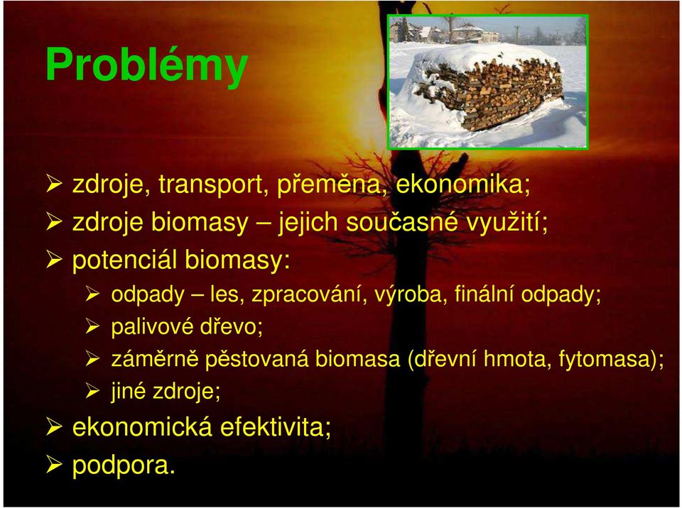 zpracování, výroba, finální odpady; palivové dřevo; záměrně