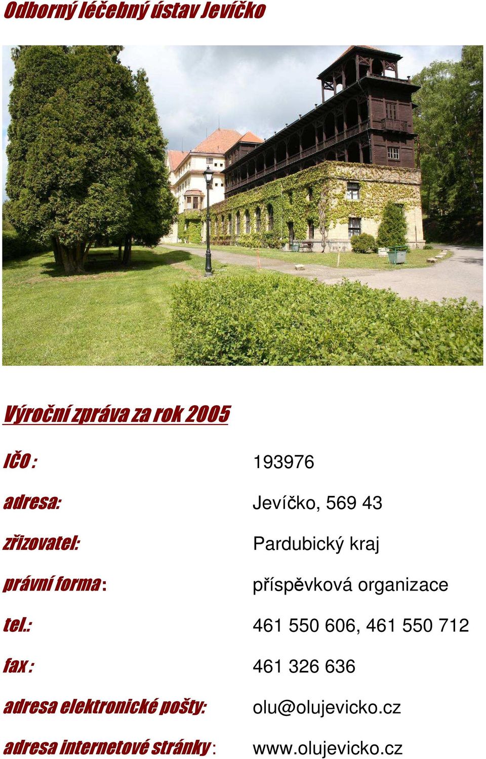 příspěvková organizace tel.