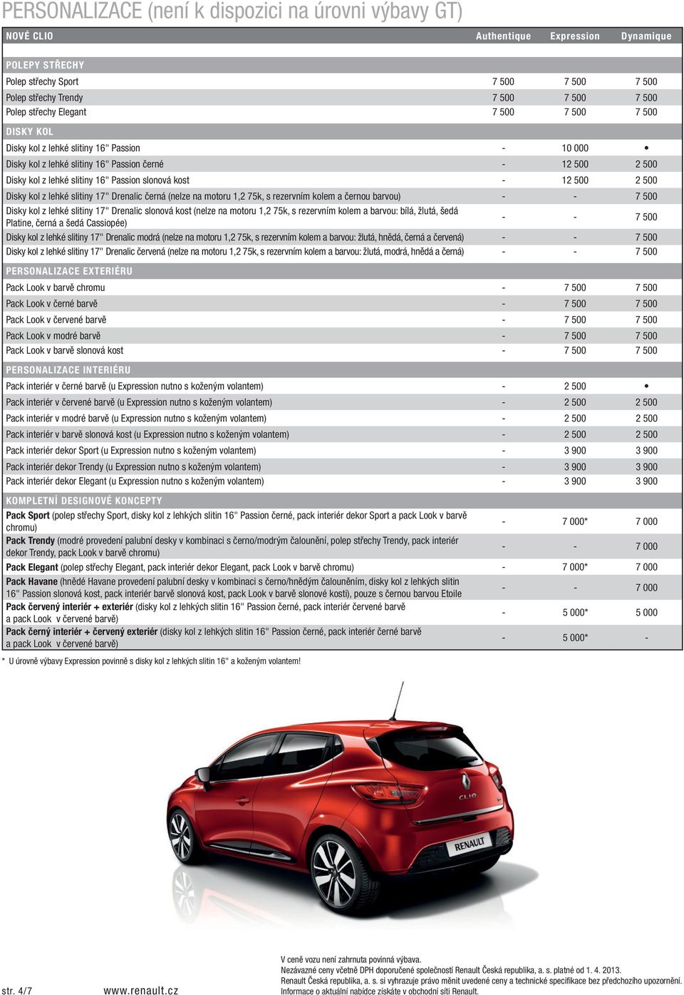 kost - 12 500 2 500 Disky kol z lehké slitiny 17" Drenalic černá (nelze na motoru 1,2 75k, s rezervním kolem a černou barvou) - - 7 500 Disky kol z lehké slitiny 17" Drenalic slonová kost (nelze na