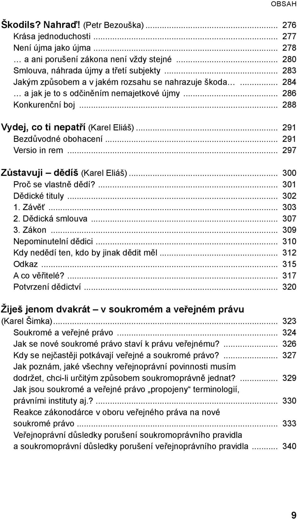 .. 291 Versio in rem... 297 Zůstavuji dědíš (Karel Eliáš)... 300 Proč se vlastně dědí?... 301 Dědické tituly... 302 1. Závěť... 303 2. Dědická smlouva... 307 3. Zákon... 309 Nepominutelní dědici.