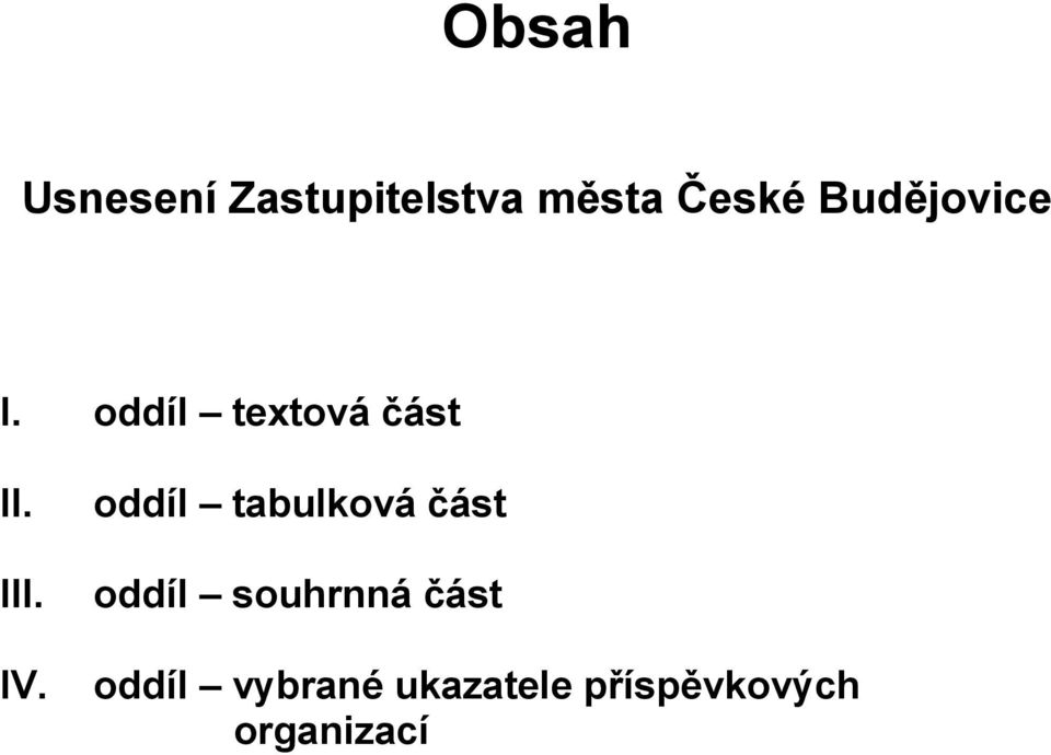 oddíl tabulková část oddíl souhrnná část