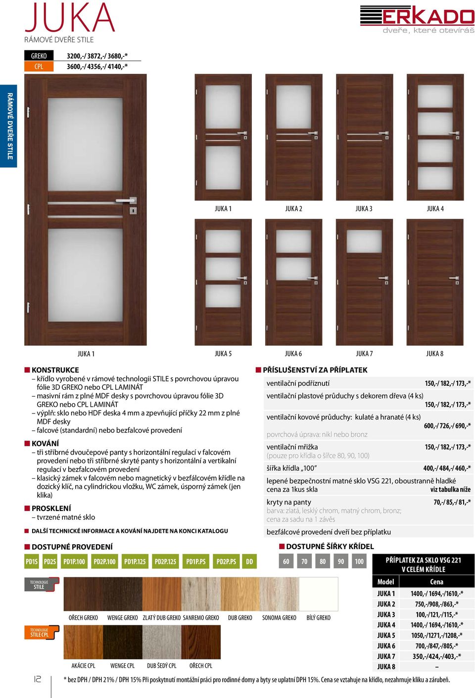 deska 4 mm a zpevňující příčky 22 mm z plné MDF desky falcové (standardní) nebo bezfalcové provedení KOVÁNÍ tři stříbrné dvoučepové panty s horizontální regulací v falcovém provedení nebo tři