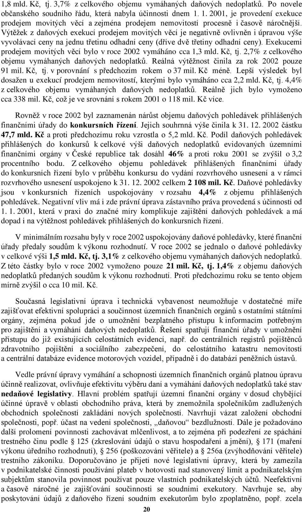 Výtěžek z daňových exekucí prodejem movitých věcí je negativně ovlivněn i úpravou výše vyvolávací ceny na jednu třetinu odhadní ceny (dříve dvě třetiny odhadní ceny).