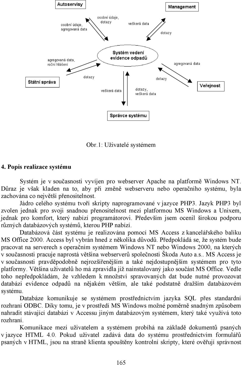 Jazyk PHP3 byl zvolen jednak pro svoji snadnou přenositelnost mezi platformou MS Windows a Unixem, jednak pro komfort, který nabízí programátorovi.