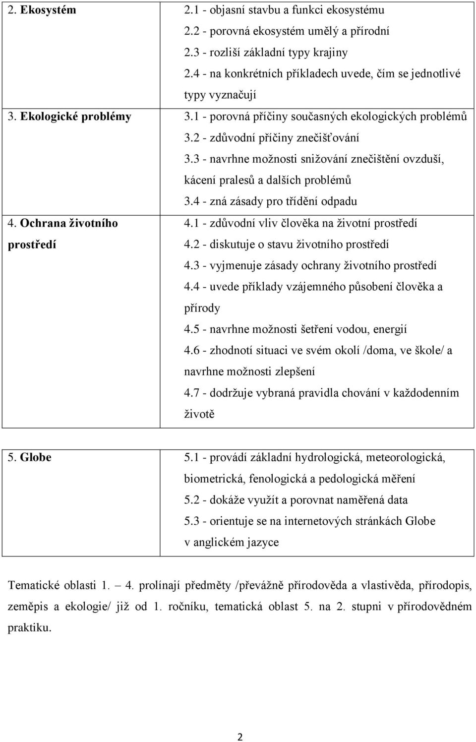 3 - navrhne moţnosti sniţování znečištění ovzduší, kácení pralesů a dalších problémů 3.4 - zná zásady pro třídění odpadu 4. Ochrana životního 4.