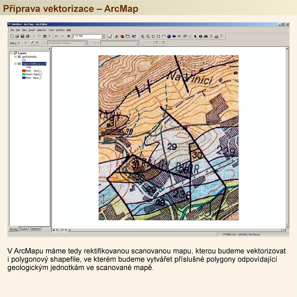 vektorizovat i polygonový shapefile, ve kterém budeme