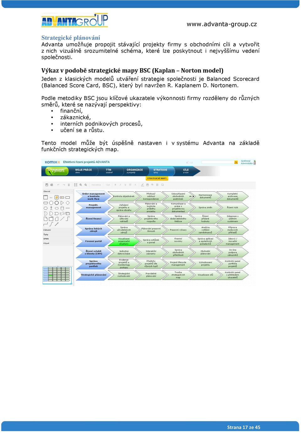 Výkaz v podobě strategické mapy BSC (Kaplan Norton model) Jeden z klasických modelů utváření strategie společnosti je Balanced Scorecard (Balanced Score Card, BSC), který byl