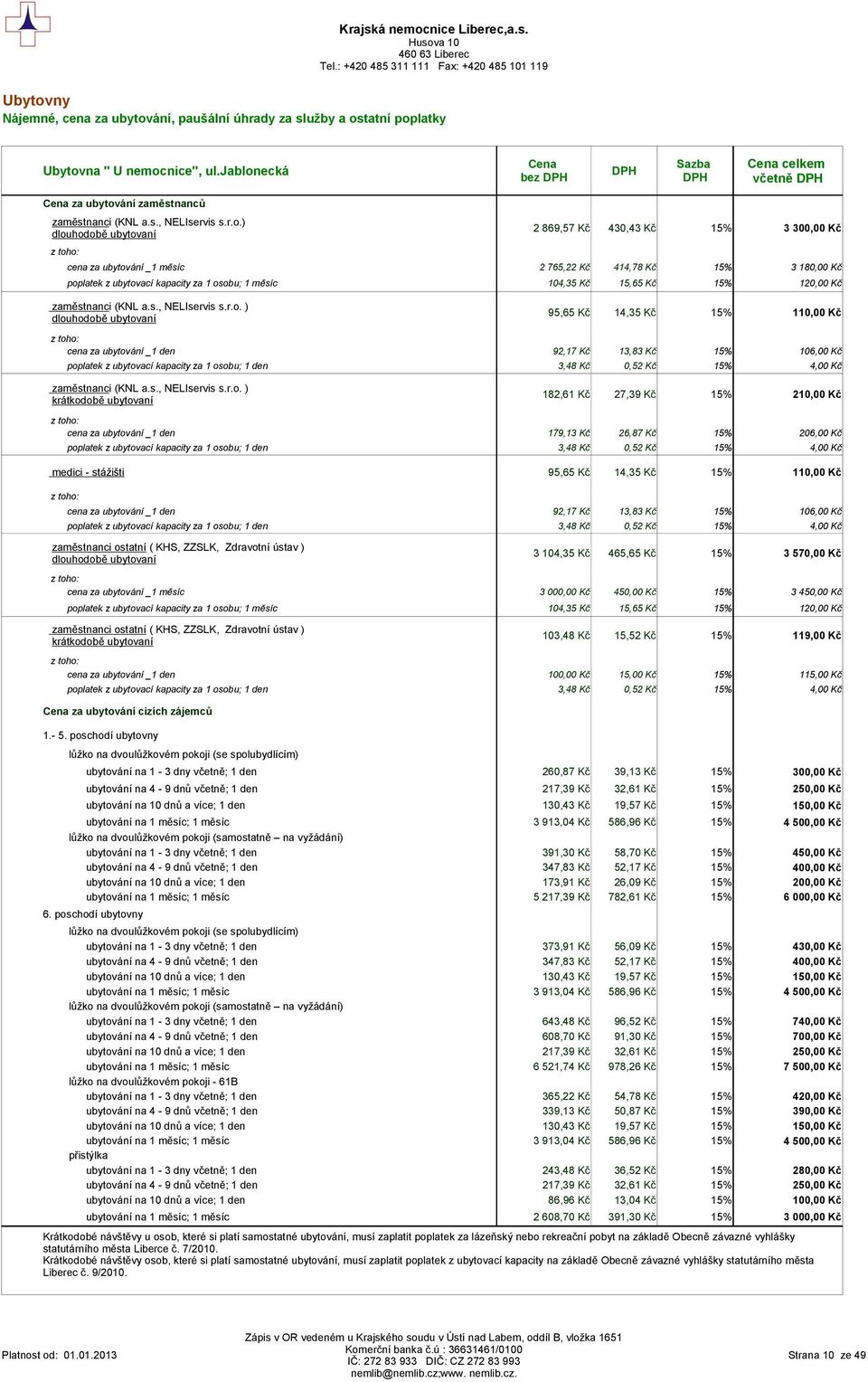 15% 120,00 Kč zaměstnanci (KNL a.s., NELIservis s.r.o.