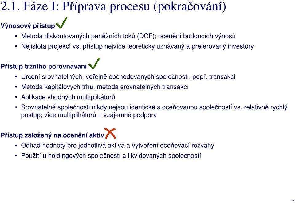 transakcí Metoda kapitálových trhů, metoda srovnatelných transakcí Aplikace vhodných multiplikátorů Srovnatelné společnosti nikdy nejsou identické s oceňovanou společností vs.
