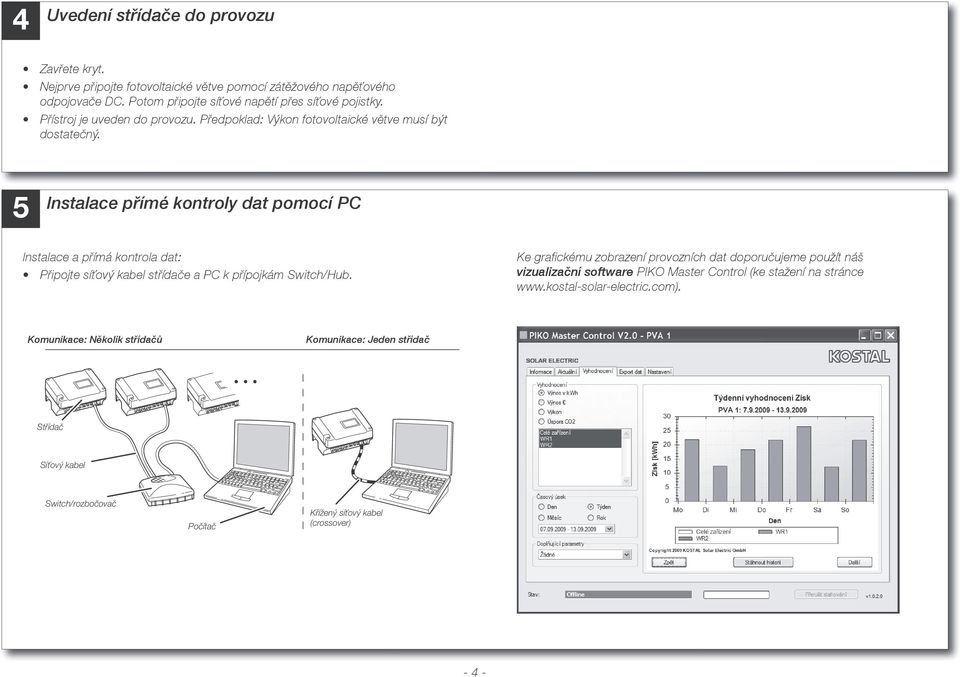 5 Instalace přímé kontroly dat pomocí PC Instalace a přímá kontrola dat: Ke grafi ckému zobrazení provozních dat doporučujeme použít náš