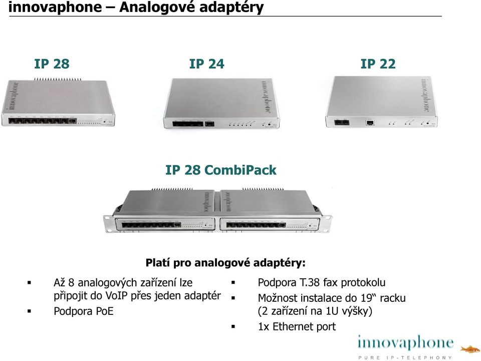 připojit do VoIP přes jeden adaptér Podpora PoE Podpora T.