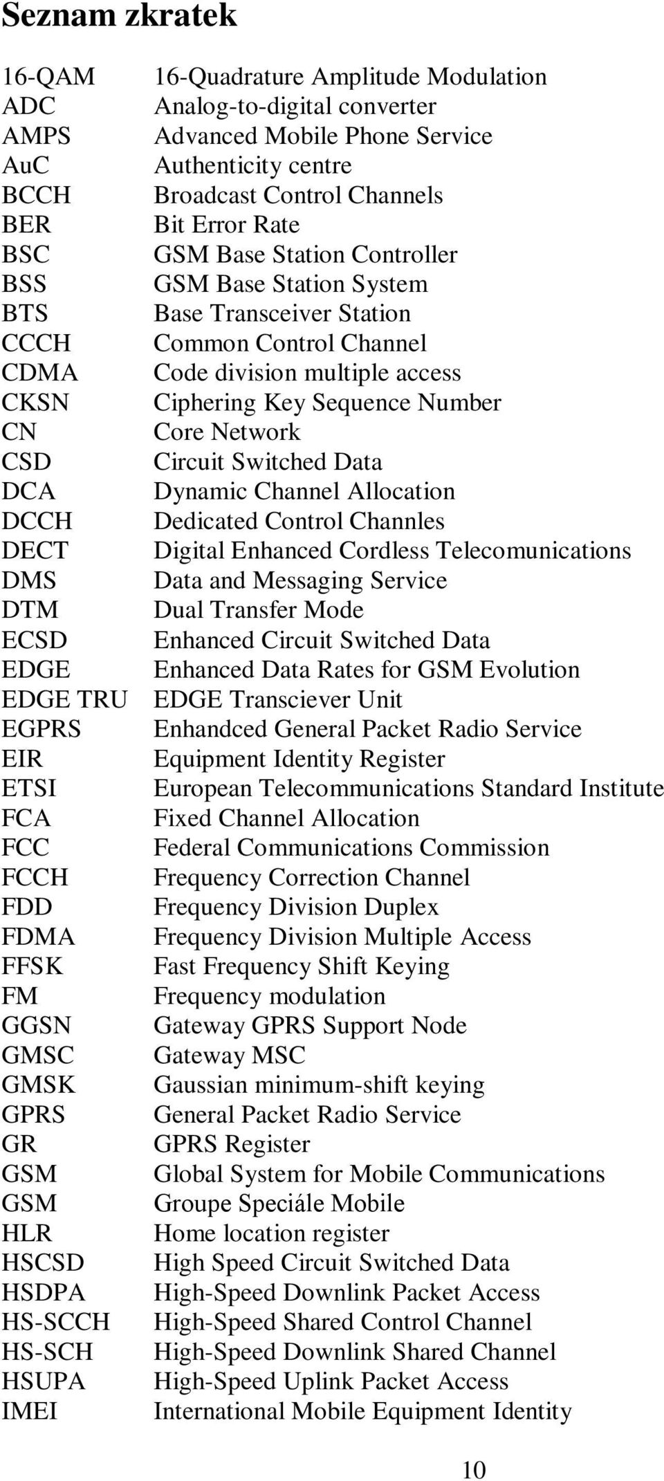 Network CSD Circuit Switched Data DCA Dynamic Channel Allocation DCCH Dedicated Control Channles DECT Digital Enhanced Cordless Telecomunications DMS Data and Messaging Service DTM Dual Transfer Mode